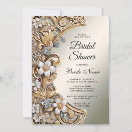 Convite Chá de panela branco Dourado decorativo