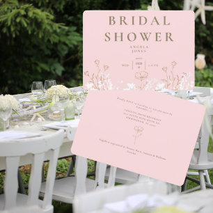 Convite Chá de panela Branco e Dourado Flor