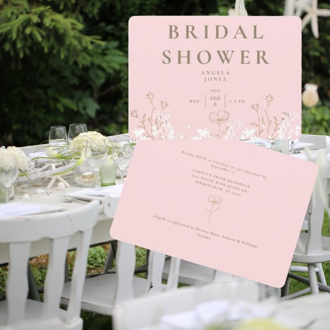 Convite Chá de panela Branco e Dourado Flor (Criador carregado)