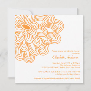 Convite Chá de panela Branco e Laranja do Bloom