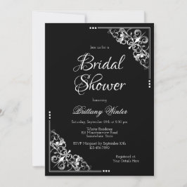 Convite Chá de panela branco e preto elegante