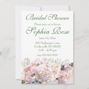 Convite Chá de panela branco elegante de hidrangeas florai