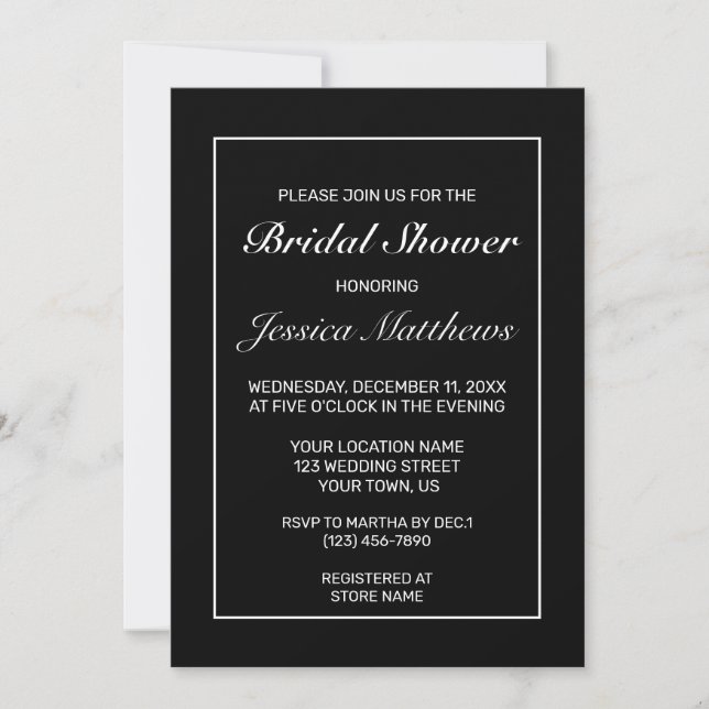 Convite Chá de panela branco minimalista moderno (Frente)