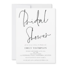 Chá de panela branco preto de script elegante