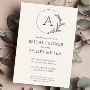 Convite Chá de panela Branco Suave de Quadro de Folhagem M