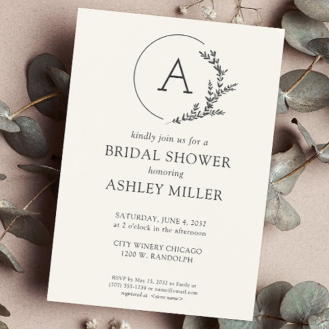 Convite Chá de panela Branco Suave de Quadro de Folhagem M (Criador carregado)