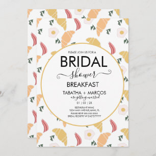 Convite Chá de panela Breakfast Eggs Croissant Brunch