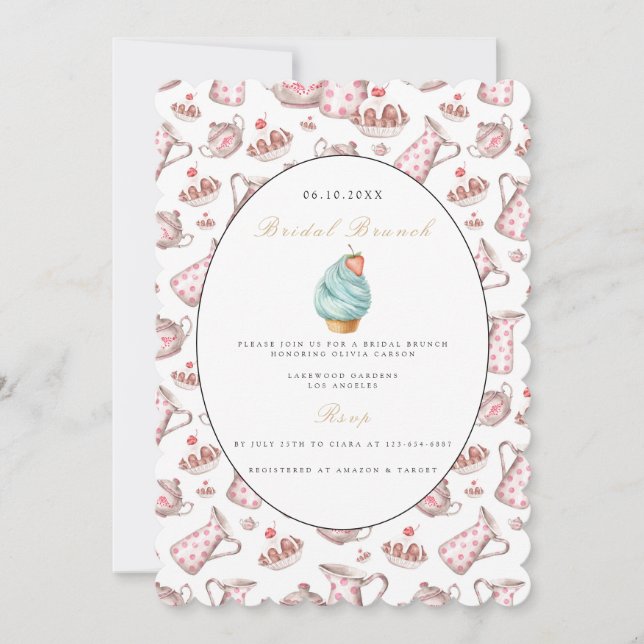 Convite Chá de panela Bridal Bridal Elegante (Frente)