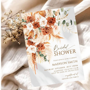 Convite Chá de panela Bright Bold Terracotta Boho Bohemian