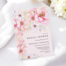 Chá de panela Brilhante Dourado com Aquarela Rosa