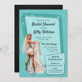 Convite Chá de panela Brilhante Pino Superior Retro do Vin