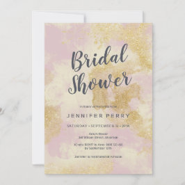 Convite Chá de panela - Brilho dourado cor-de-rosa