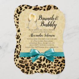 Convite Chá de panela Brunand Bubble Leopard Turquoise