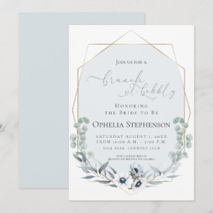 Convite CHÁ DE PANELA Brunch e Bubble Azul Floral
