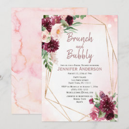 Convite Chá de panela Brunch e Bubble Burgundy