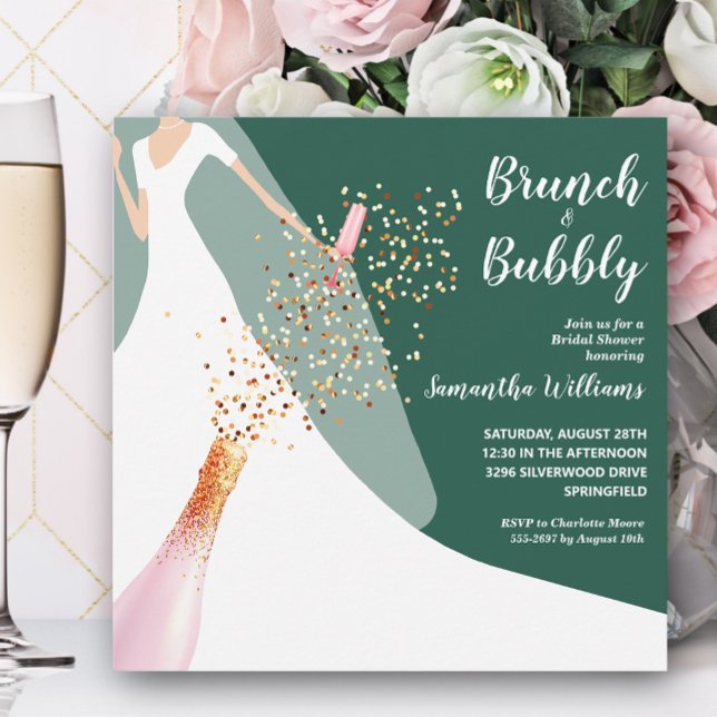 Convite Chá de panela Brunch e Bubble Emerald (Criador carregado)