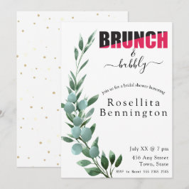 Convite Chá de panela Brunch e Bubble Eucalyptus