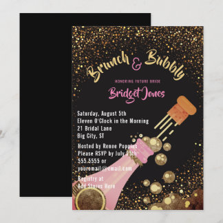 Convite Chá de panela Brunch e Bubble Glitter