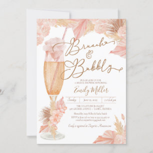 Convite Chá de panela Brunch e Bubble Pampas Grass Boho