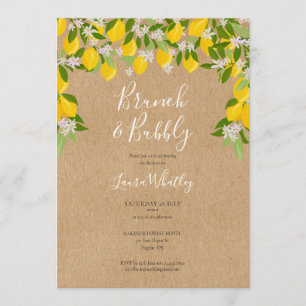 Convite Chá de panela Brunch e Bubble Rustic Lemons