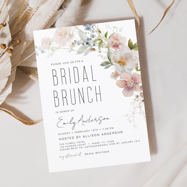 Convite Chá de panela Brunch Wildflower Boho Elegante (Criador carregado)