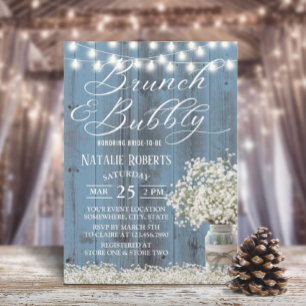 Convite Chá de panela Bruntic Floral Jar Dusty Blue