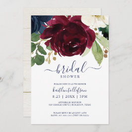 Convite Chá de panela Buquê de Aquarela Marinho