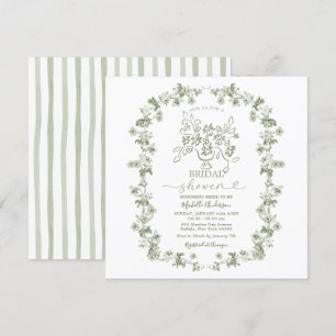 Convite Chá de panela Buquê Floral Boho Sage