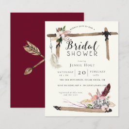 Convite Chá de panela Burgundy Boho