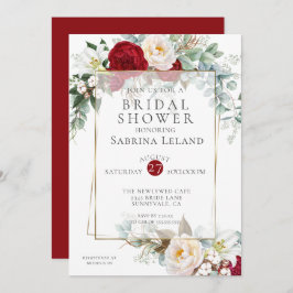 Convite Chá de panela | Burgundy Peony Floral Frame