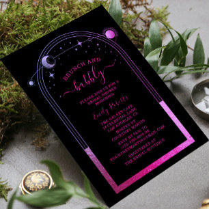 Convite Chá de panela Celestial Roxo-Preto Místico