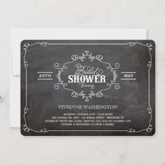 Convite Chá de panela Chalkboard Vintage Chic Flourish