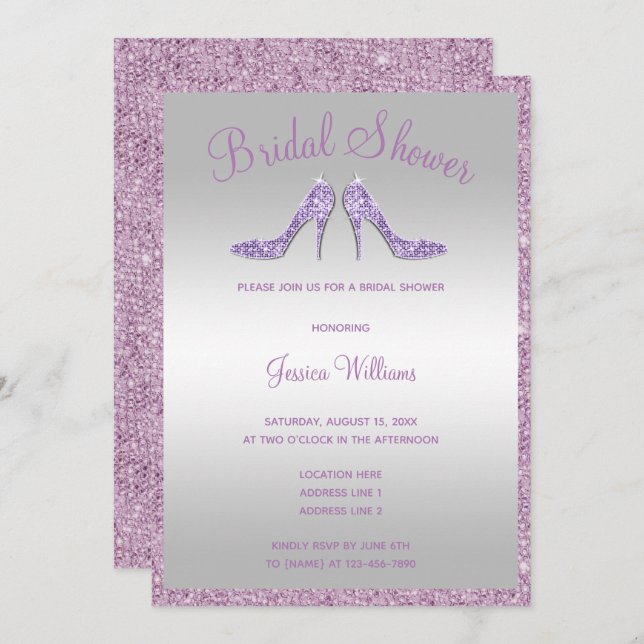 Convite Chá de panela chamativo dos Sequins & dos (Frente/Verso)