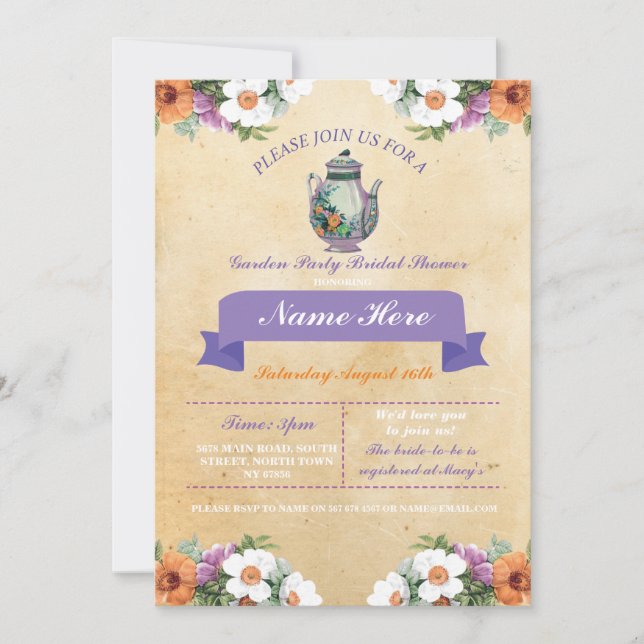 Convite Chá de panela Chapot Alice No País Das Maravilhas  (Frente)