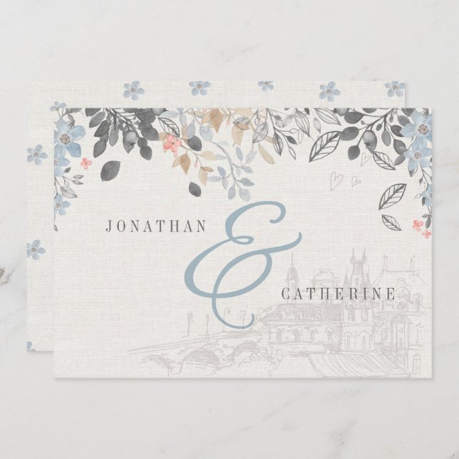 Convite Chá de panela Charm do Velho Mundo (Frente/Verso)