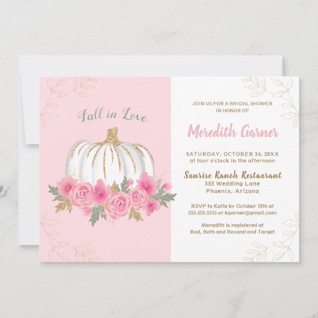 Convite Chá de panela Chic Autumn Pumpkin (Frente)