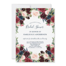 Chá de panela Chic Burgundy, Marinho e Floral Rosa