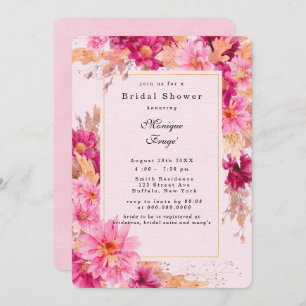 Convite Chá de panela Chrysanthemum Rosa Quente