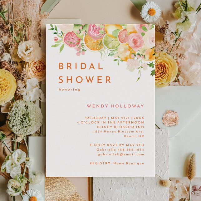 Convite Chá de panela Citrus Watercolor (Criador carregado)