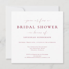 Convite Chá de panela Clássico Elegante Burgundy