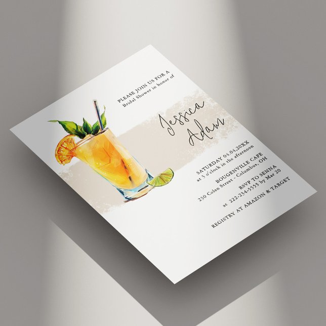 Convite Chá de panela Cocktail Elegante (Elegant Cocktail Bridal Shower Invitation Personalized)