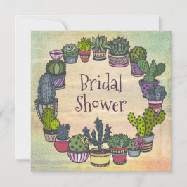 Convite Chá de panela Colorido de Cactus