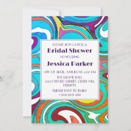 Convite Chá de panela Colorido Único de Onda Retroativa