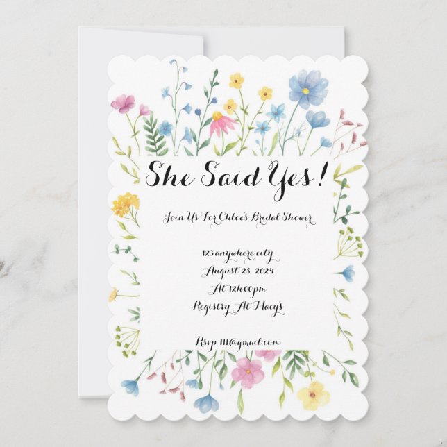 Convite Chá de panela COLORIDO WILDFLOWER (Frente)