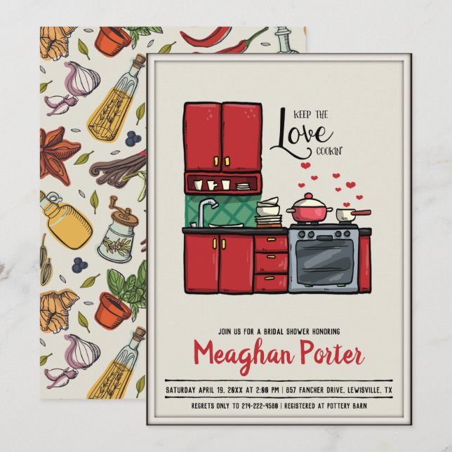 Convite Chá de panela com cozinhar (Frente/Verso)