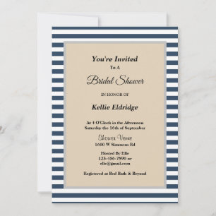 Convite Chá de panela com Frame de Stripes Azul Clássico