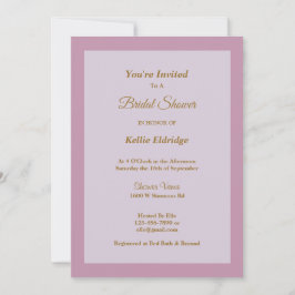 Convite Chá de panela com moldura púrpura clara