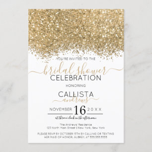 Convite Chá de panela Confetti Dourado Lúpulo Branco