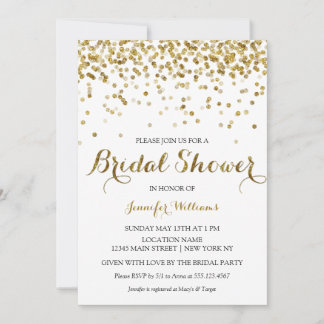Convite Chá de panela Confetti Glitter Dourado