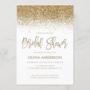 Convite Chá de panela Confetti Glitter Sparkle Dourado Gla